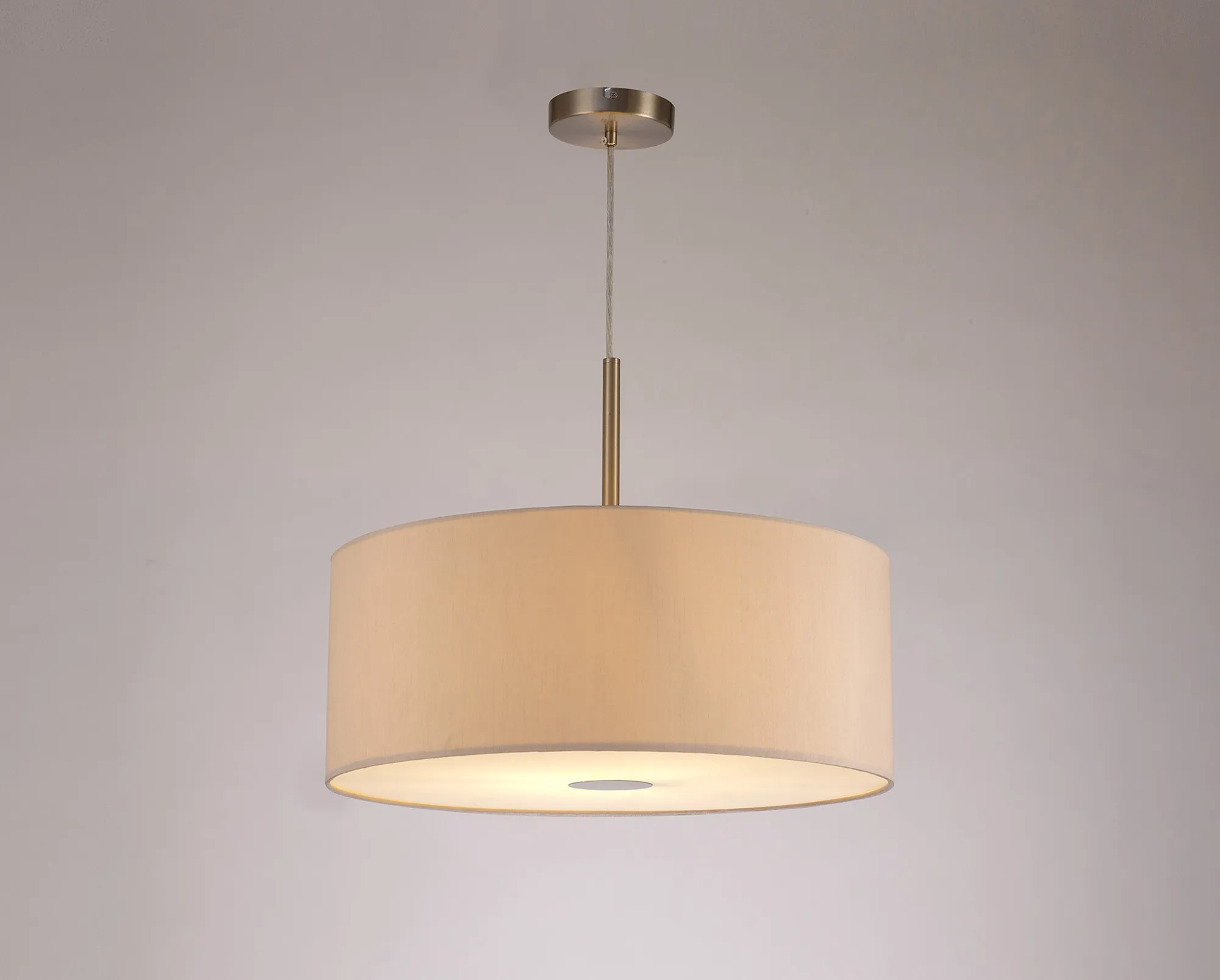 Baymont 50cm Pendant 1 Light Satin Nickel, Nude Beige/Moonlight, Frosted Diffuser DK0304  Deco Baymont SN NU